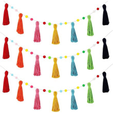 3pcs Colorful Tassel Decoration, Bohemian Style Banner, Used for Decorating Kindergarten Walls, Bedrooms, Classrooms