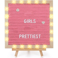 Replaceable Letter Board with LED Lights, Wooden Message Board, Handmade Standing LED Light Message Board