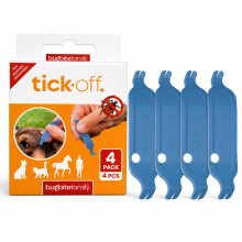 tick-off Patented Tick Remover for Dogs, Cats and Horses, Blue, 4 Pack