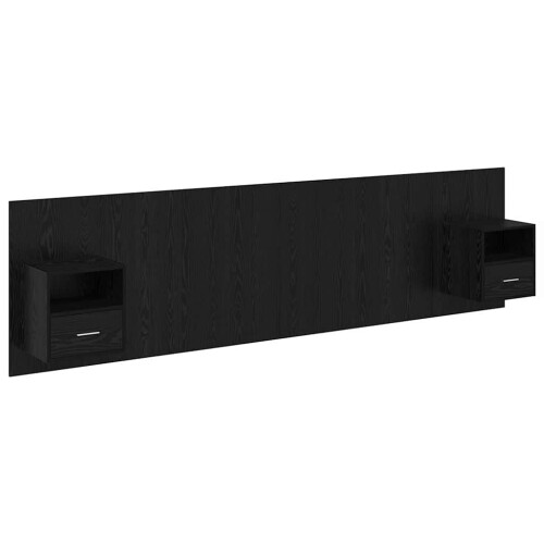 VidaXL vidaXL Headboard with Cabinet 3 pcs Black Oak Engineered Wood 1
