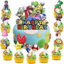 13 Pices Dcoration de Gteau Mario, Mario Cake Topper, Decoration Gateau Enfant Mario, Mario Decoration Gateau Anniversaire, pour Enfants Fte D'ann