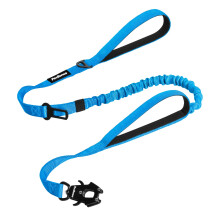 PetBonus Heavy Duty Tactical Dog Lead, 150 cm Bungee Shock Absorption Lead with 2 Padded Handles, Quick Release Metal Clip, Car Seatbelt, No Pull Tra