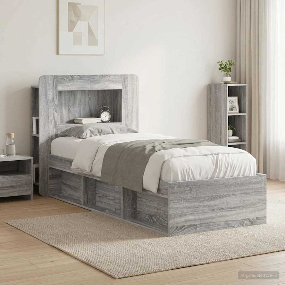 Vidaxl Headboard Cabinet With Storage Grey Sonoma Engineered Wood