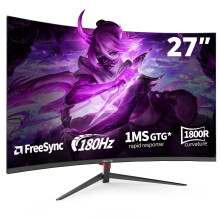 ZovvJee 27 Inch Curved Gaming Monitor180Hz, FHD 1080p 1ms Response, FreeSync, 98% sRGB, Ultra-Thin Bezel, 178 Viewing Angle, HDMI/DisplayPort, Mural