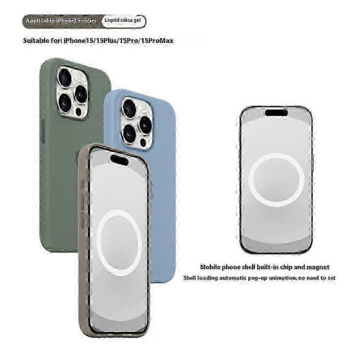 (Grey) iPhone 15 Pro MagSafe Case with Liquid Silicone Material and Popover Induction Technology 2