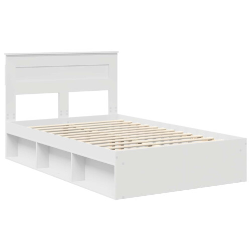 VidaXL vidaXL Bed Frame with Headboard White 120 x 190 cm Solid Pine Wood 2