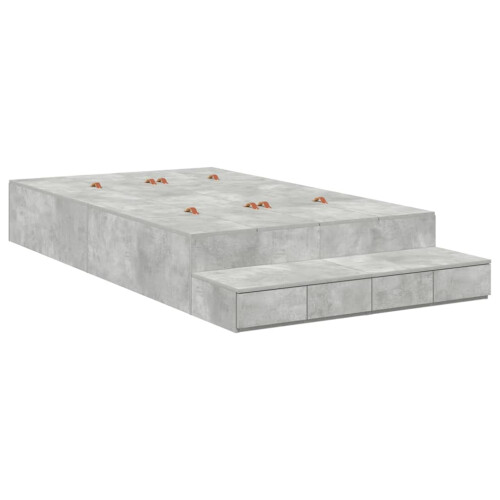 VidaXL vidaXL Storage Bed Frame Concrete Grey 120 cm Engineered Wood 1