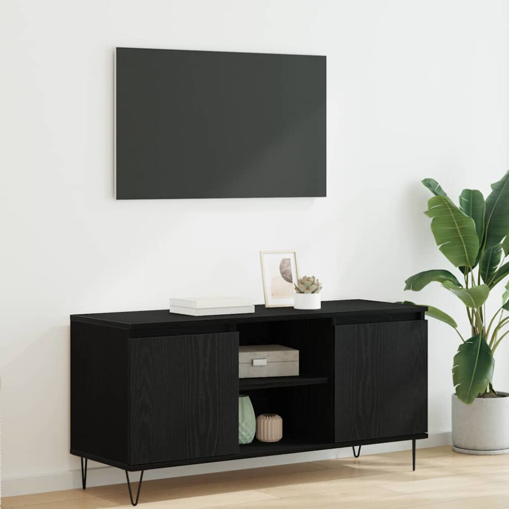 Vidaxl Tv Cabinet Oak 104 X 35 X 50 Cm Engineered Wood Black