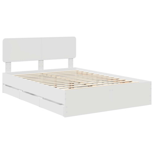 VidaXL vidaXL Bed Frame with Drawer White 150 x 200 cm Engineered Wood 2