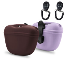 AUDWUD- Silicone Dog Treat Pouch - Clip on Portable Training Container - Convenient Magnetic Buckle Closing and Waist Clip - No BPA
