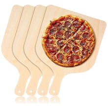 4pcs Wooden Pizza Board Pizza Paddle Cutting Natural with Simple Baking