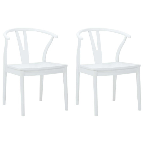 VidaXL vidaXL Dining Chair 2 pcs White and White Solid Rubber Wood 1