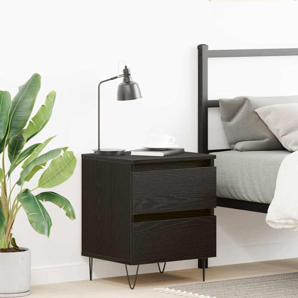 Vidaxl Bedside Cabinet Black Oak 40 X 35 X 50 Cm Engineered Wood