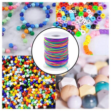 1 mm Dickes, Robustes, Regenbogenfarbenes Gummiband, Geeignet für Schmuckherstellung, Halsketten, Perlenarbeiten und Bastelarbeiten.