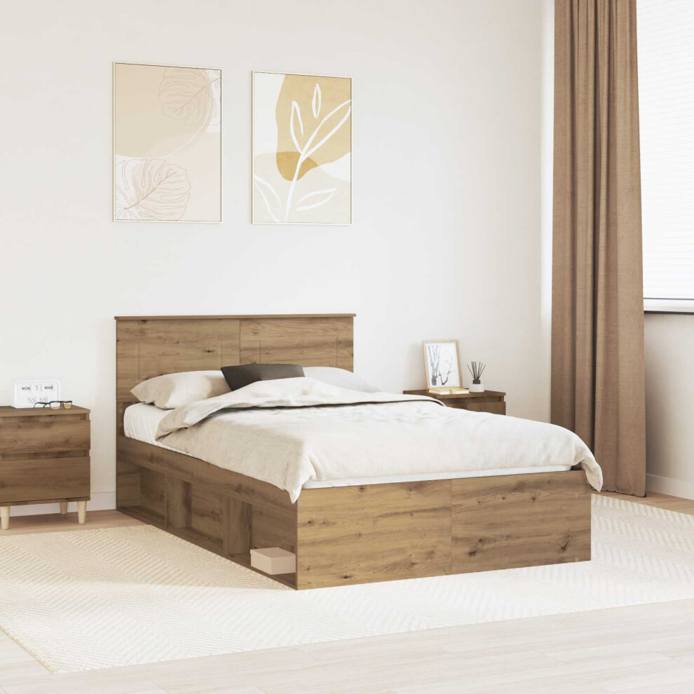 Vidaxl Bed Frame Artisian Oak 120 X 190 Cm Engineered Wood