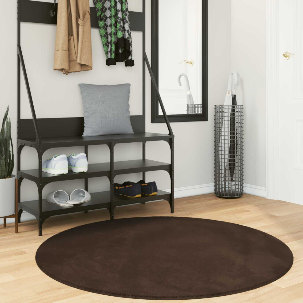 Vidaxl Medium Pile Soft And Washable Rug Huarte Brown Ø 120 Cm