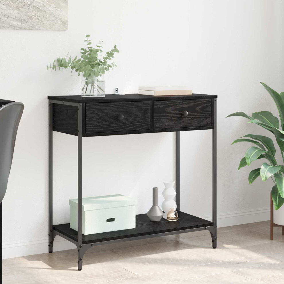 Vidaxl Console Table Oak 75 X 34.5 X 75 Cm Engineered Wood Black
