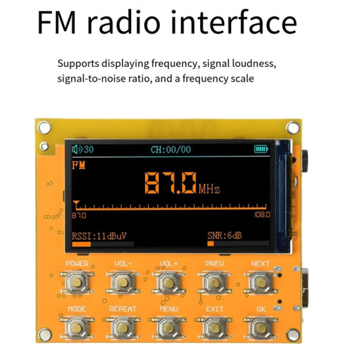 1,9" TFT LCD  MP3 Lossless Decoder Board 76-108MHz FM Radio Multi Frequency Audio Player Module