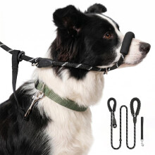 Margolongte Figure of 8 Dog Lead: Anti Pull Harness with Nose Padding, Dual-Use Stop Pulling Training Lead for Medium/Large Dogs, Reflective & Safety