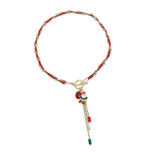 Christmas Themed OT Closure Necklace Feature Santa Charm Alloy Neck Jewelry Neckwear for Gifting and Daily Wear New Arrival