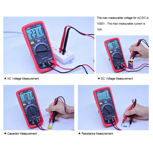 -T UT136C+ Digital Multimeter 1000V 10A Automatic Shutdown AC  Voltage Current Ohm Diode Test Temperature Test 1