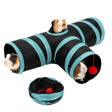 HYLYUN Guinea Pig Tunnel Hideout, Collapsible 3-Way Hamster Tunnel, 15cm