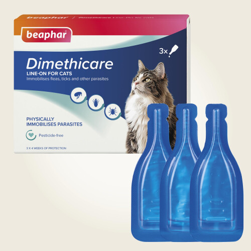 Beaphar Beaphar - Dimethicare Line-On Flea & Tick Control for Cats – 3 pipettes - Physic 1