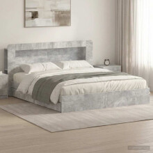 vidaXL Bed Frame with Storage with Drawer Concrete Grey 200 x 200 cm