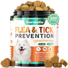 Carmelie Flea and Tick Chews for Dogs - 200 Soft Chewables Natural Dog Flea and Tick Support - Oral Flea Supplement for All Breeds & Size Do