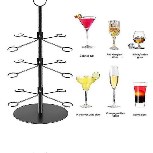 Cocktail Tree Stand, 3-Tier 12-Cup Capacity, Suitable for Champagne Glasses 2