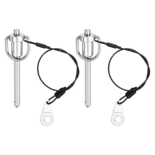 4Pcs Quick Release Pin, 6x50mm(Dia.X L) Push-Button  Locking Pin Stainless Steel Ring Handle Locking Pin with Wire 1
