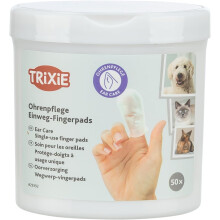 TRIXIE Disposable Ear Care Finger Pads for Dogs, Cats & Small Animals – with Aloe Vera & Witch Hazel Lotion – Gentle, Hygienic Home Ear Cleaning