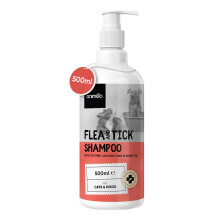 Flea Shampoo Dog & Cats 500 ml - Flea Remedy with Tea Tree Oil - Against Ticks, Fleas & Itching - Alternative to Flea Spray, Tick Collar, Flea Comb -