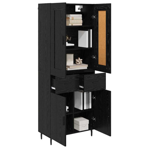 VidaXL vidaXL Highboard with Drawer 2 pcs Black Oak Engineered Wood 2