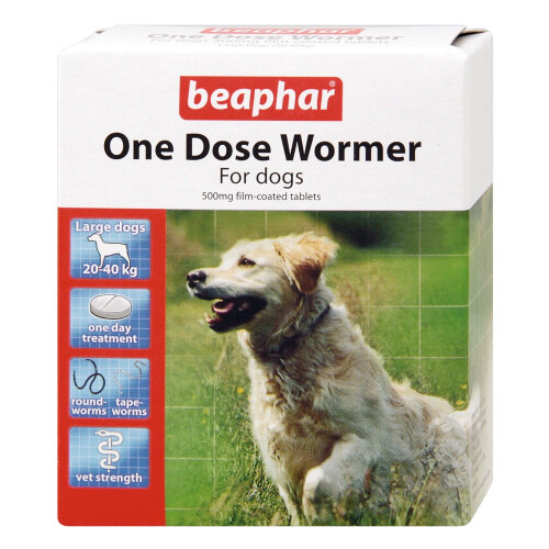 Beaphar Beaphar One Dose Wormer Large Dog Worming Tablets 4 Tablets