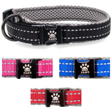 Elite Paws UK Padded Dog Collar, Metal Buckle (30-35cm, Black/Grey)