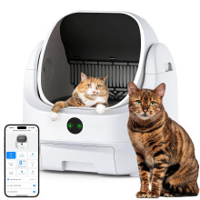 Self Cleaning Cat Litter Tray Open Top, Odor Control, Ready to Use, Automatic Litter Box, Large Capacity with APP Control and Safety Sensor,