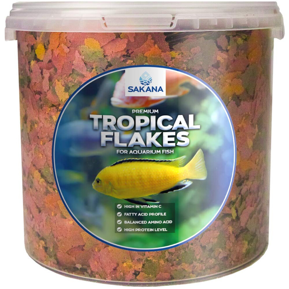 Sakana Tropical Flakes | Premium Quality Aquatic Fish Food Mixture | Healthy And Nutritious All-Round Feed For Pond-Dwelling Life | High Pro
