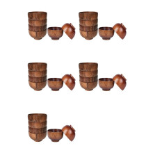 30 Pcs Wood Bowls Serving Tableware for Rice, Soup, Dip, Coffee, Tea, Decoration Wooden Salad Bowl Kitchen Cutlery Set