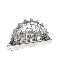 Christmas Lights Wooden Festive Scenes Led Wooden Christmas Village Scene Wooden Illuminated Bridge Festive Window Decoration Ornament Indoor Christma