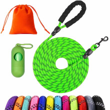 Dog Training Lead with Padded Handle, 1.5M 3M 5M 10M 15M 20M 25M 30M Reflective Long Rope Leash, Carabiner Clip (Green, 20M)