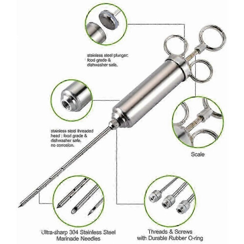 Flavor injector for meat, 60ml syringe with 3 needles 2
