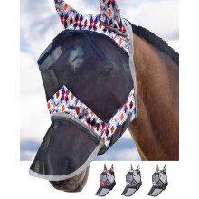Harrison Howard LumiVista Horse Fly Mask Long Nose with Ears UV Protection for Horse-Tribal Rhombus Cob