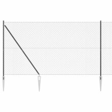 vidaXL Maschendrahtzaun mit Stacheln 25 x 1,6 m Grau Netz