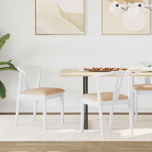 VidaXL vidaXL Dining Chair 2 pcs White and Brown Solid Rubber Wood