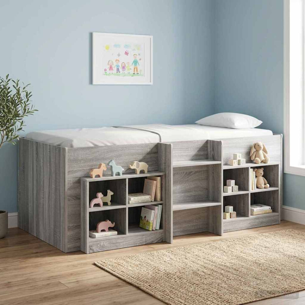 Vidaxl Kids'high Bed Frame 2 Pcs Sonoma 98.5 X 200 Cm Grey