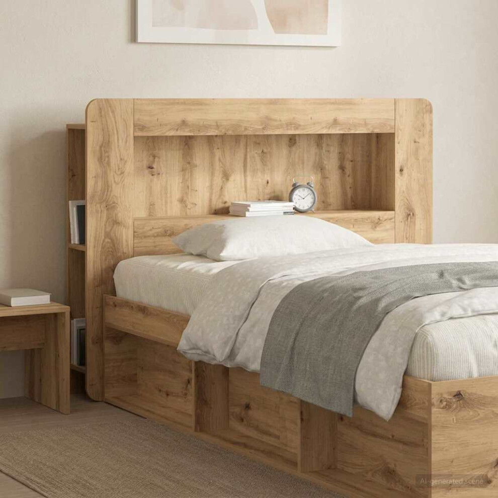 Vidaxl Headboard Cabinet With Storage Artisan Oak Engineered Wood