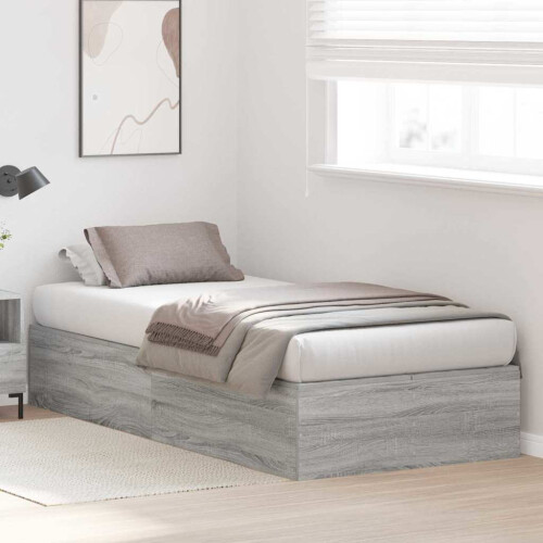VidaXL vidaXL Storage Bed Frame Grey Sonoma 90 x 200 cm Engineered Wood 2