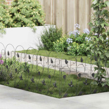 vidaXL Garden Fence 5 pcs Black Steel