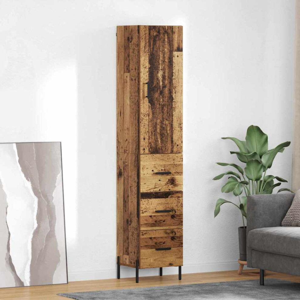 Vidaxl Highboard Old Wood 34.5 X 34 X 180 Cm Engineered Wood